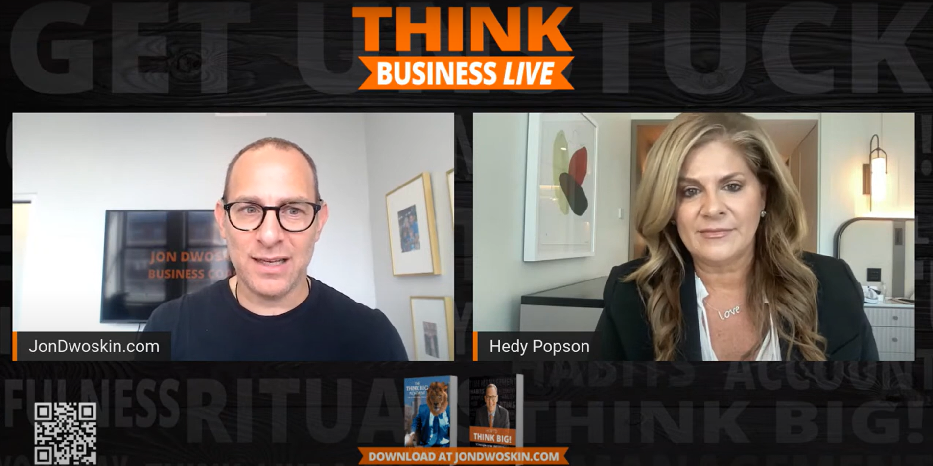 Hedy Popson with host of THINK Business Live podcast