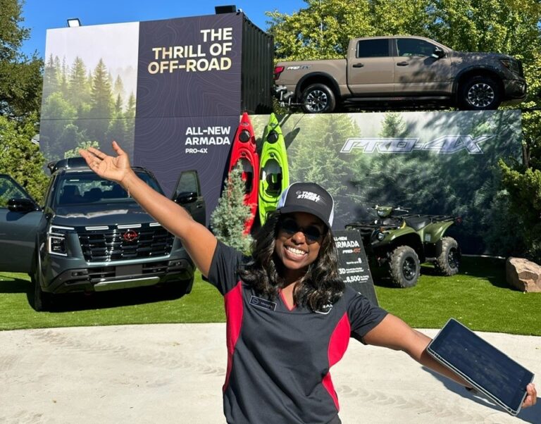 Product Specialist in Nissan display at State Fair of Texas